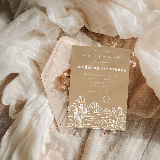 カボスモダンラインアートデザート結婚式招待状 招待状