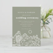 カボスモダンラインアートデザート結婚式招待状 招待状 (スタンド正面)