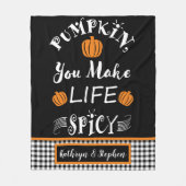 カボチャあなたが人生を作るスパイシーな秋バッファローチェック フリースブランケット (正面)