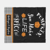 カボチャあなたが人生を作るスパイシーな秋バッファローチェック フリースブランケット (正面(横))