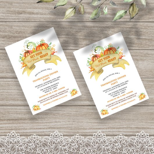カボチャあなたの脂肪のズボンを取得する準備ができている感謝祭 招待状