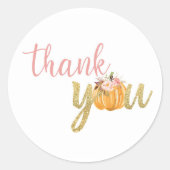 カボチャありがとうステッカー – フローラ/ピンク ラウンドシール (正面)
