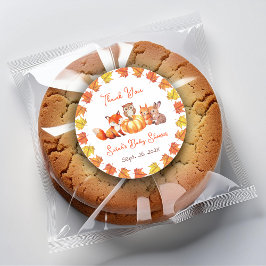 カボチャありがとう赤ちゃんシャワー紅葉動物 ラウンドシール