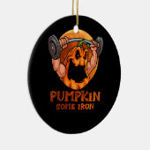 カボチャいくつかの鉄おかしなハロウィンジムトレーニングリフト セラミックオーナメント (右)