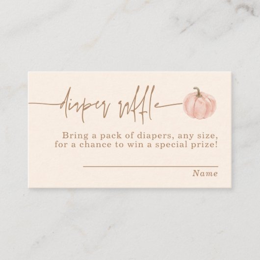 カボチャおむつラッフルカード、秋ガールベビーシャワー エンクロージャーカード (正面)