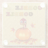 カボチャおもしろいガラスのコースターで感謝祭のトルコ ガラスコースター (裏面)