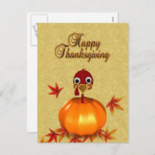 カボチャおもしろいハガキの感謝祭トルコ シーズンポストカード (正面/裏面)
