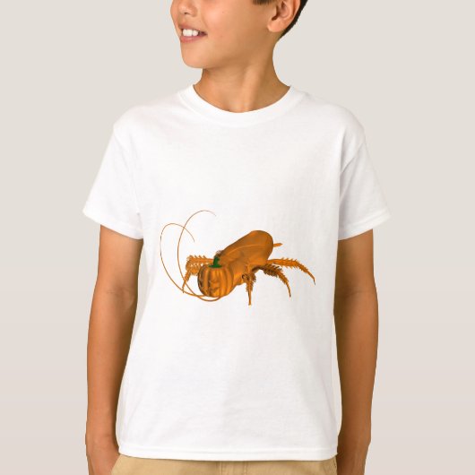 カボチャおもしろい頭のオレンジ色のゴキブリ Tシャツ (正面)
