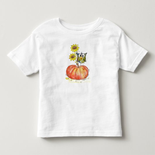 カボチャお洒落のカワイフクロウ トドラーTシャツ (正面)