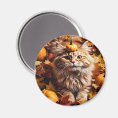 カボチャお洒落ン磁石付き猫 マグネット (正面/裏面)