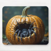 カボチャから這い出る黒いクモ マウスパッド (正面)