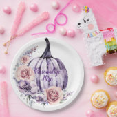 カボチャかわいいフローラ秋秋の花 ペーパープレート (パーティー)