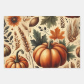 カボチャかわいい水彩秋&秋の感謝祭 ラッピングペーパーシート (正面2)