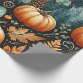 カボチャかわいい水彩秋&秋の感謝祭 ラッピングペーパー (角)