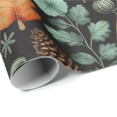 カボチャかわいい水彩秋&秋の感謝祭 ラッピングペーパー (ロールコーナー)