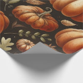 カボチャかわいい水彩秋&秋の感謝祭 ラッピングペーパー (角)