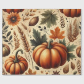 カボチャかわいい水彩秋&秋の感謝祭 ラッピングペーパー (フラット)