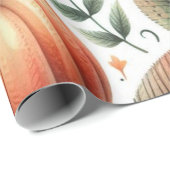 カボチャかわいい水彩秋&秋の感謝祭 ラッピングペーパー (ロールコーナー)