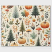 カボチャかわいい水彩秋&秋の感謝祭 ラッピングペーパー (フラット)