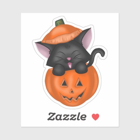 カボチャかわいい黒猫 シール (シート)