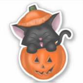 カボチャかわいい黒猫 シール (正面)