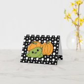 カボチャかわいこちゃんのスーツを着たカメ！ カード (黄色い花)