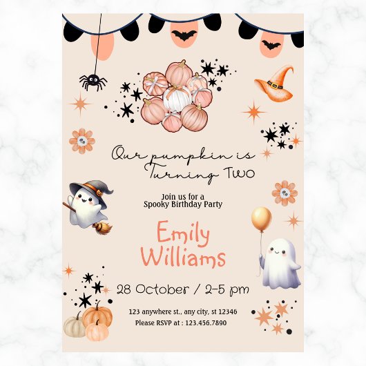 カボチャがハロウィーンの誕生日パーティーを開く 招待状