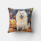 カボチャが怖いハロウィンアメリカ秋田 クッション (裏面)