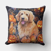 カボチャが怖いハロウィンゴルデンドール クッション (正面)
