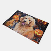 カボチャが怖いハロウィンゴルデンドール ドアマット (アングル)