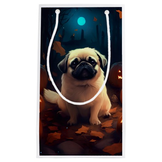 カボチャが怖いハロウィンペキン スモールペーパーバッグ (正面)