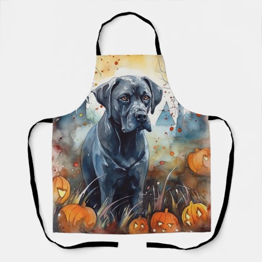 カボチャが怖いハロウィーンの杖のコルソ エプロン (正面)