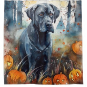 カボチャが怖いハロウィーンの杖のコルソ シャワーカーテン (正面)