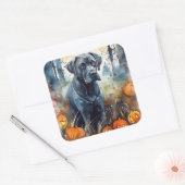 カボチャが怖いハロウィーンの杖のコルソ スクエアシール (封筒)