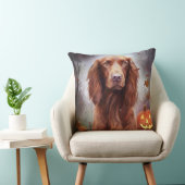 カボチャが怖いハロウィーンアイリッシュレッドセッター クッション (椅子)