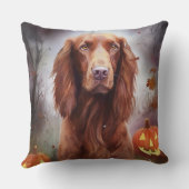 カボチャが怖いハロウィーンアイリッシュレッドセッター クッション (裏面)