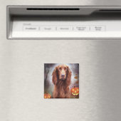 カボチャが怖いハロウィーンアイリッシュレッドセッター マグネット (インサイチュ (食洗機))