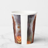 カボチャが怖いハロウィーンアイリッシュレッドセッター 紙コップ (右)