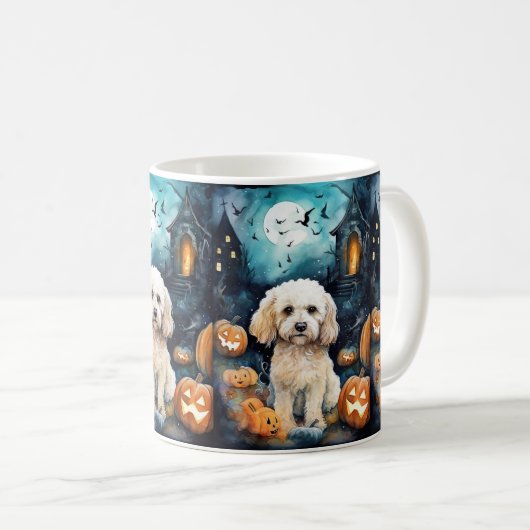 カボチャが怖いハロウィーンコックパポ コーヒーマグカップ (正面右)