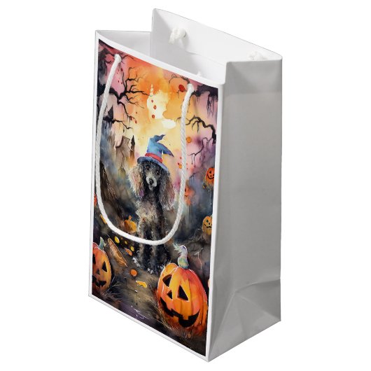 カボチャが怖いハロウィーンプードル スモールペーパーバッグ (裏面アングル)