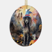 カボチャが怖いハロウィーンプードル セラミックオーナメント (右)