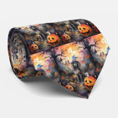 カボチャが怖いハロウィーンプードル ネクタイ (ロール)