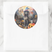 カボチャが怖いハロウィーンプードル ラウンドシール (バッグ)