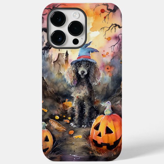 カボチャが怖いハロウィーンプードル Case-Mate iPhoneケース (裏面)