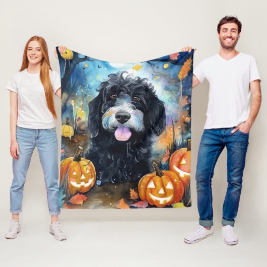 カボチャが怖いハロウィーンベルネドードル フリースブランケット (インサイチュ)
