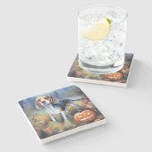 カボチャが怖いハロウィーンベーグル ストーンコースター (横)