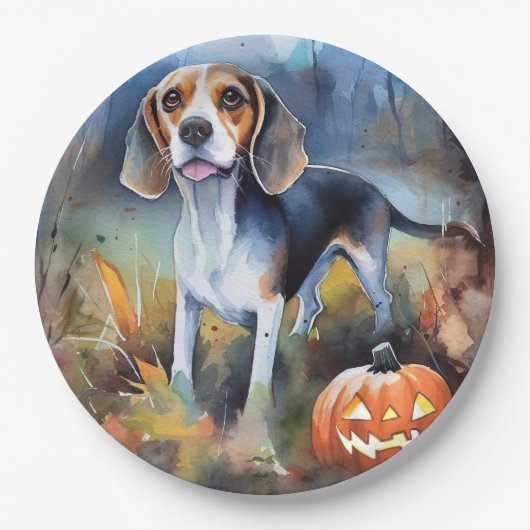 カボチャが怖いハロウィーンベーグル ペーパープレート (正面)