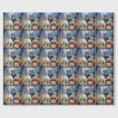 カボチャが怖いハロウィーンベーグル ラッピングペーパー (フラット)