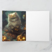 カボチャが怖いハロウィーンペルシャ猫 カード (内部)