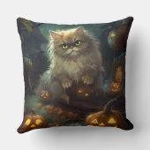 カボチャが怖いハロウィーンペルシャ猫 クッション (裏面)